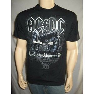 AC/DC T Shirt Mens Large Black Concert Band For Those About to Rock - Cannon